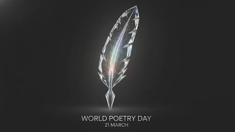 Imagen editorial noir para World Poetry Day (21 March).