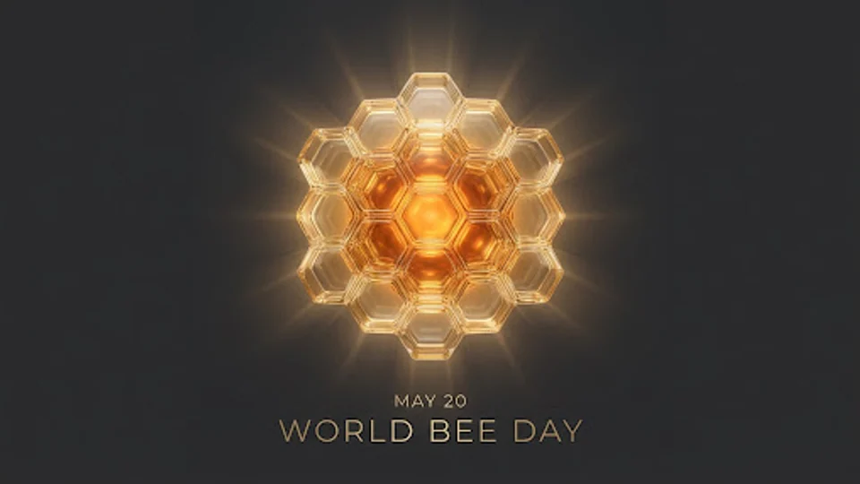 Imagen editorial noir para World Bee Day (20 May).