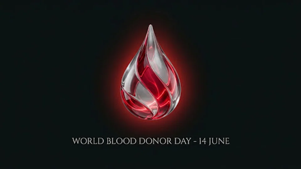 Imagen editorial noir para World Blood Donor Day (14 June).