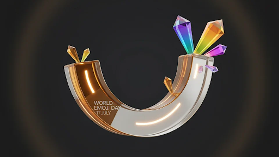 Imagen editorial de World Emoji Day sobre fondo noir.