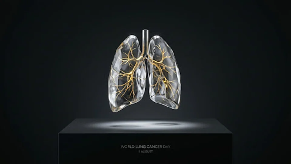 Imagen editorial noir para World Lung Cancer Day (1 August).